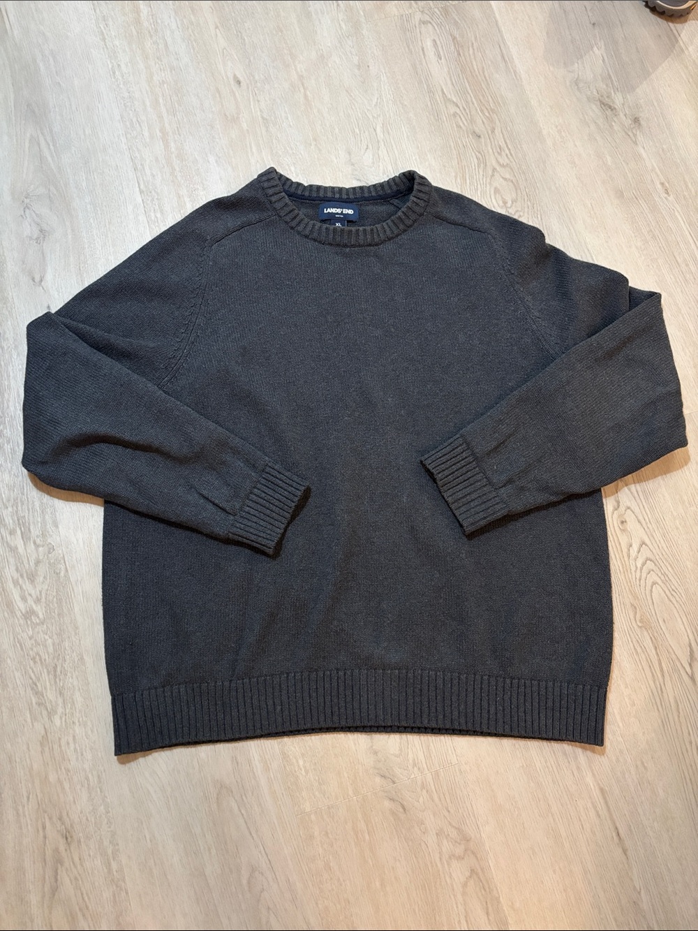 Lands End‎ Mens DRIFTER Charcoal Grey 100% Cotton Crewneck Sweater XL